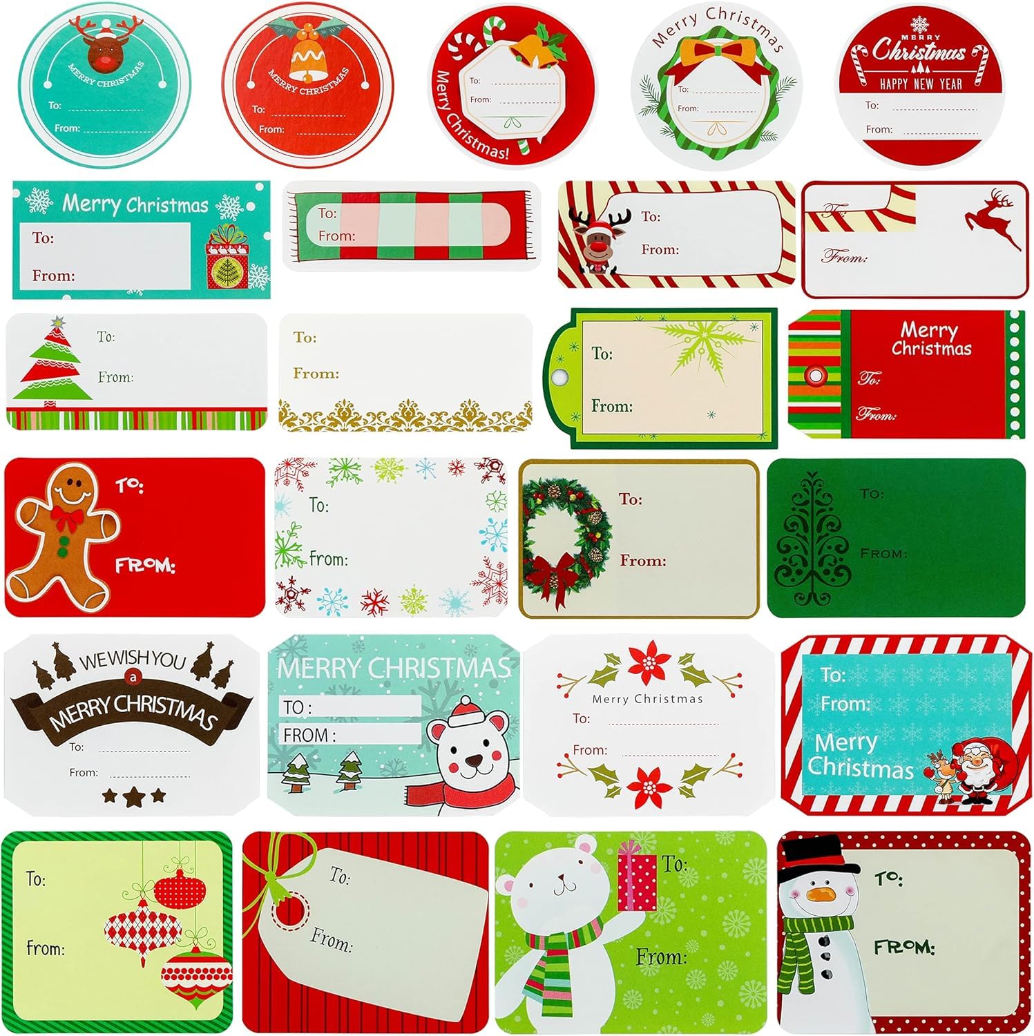 432 Pieces Christmas Sticker Labels, Self AdhesiveTags for Gift Boxes Envelopes, Santa Snowmen Xmas Tree Reindeer Holiday Decorative Presents NameLabels