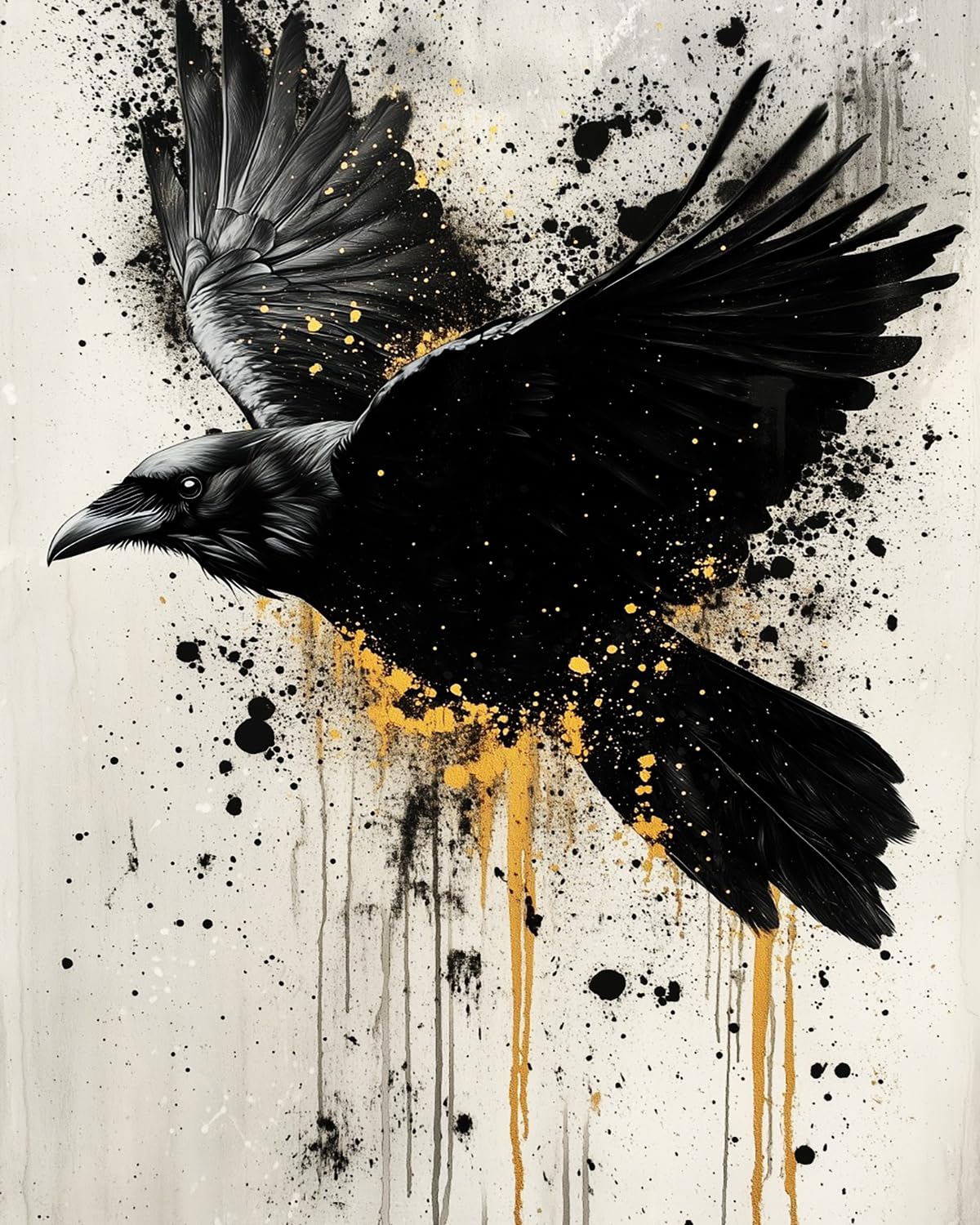 LIUBAISHI Paint by Numbers for Adults – 16x20 Canvas | Oil Painting Kit for Home Decor, Stress Relief Craft, Gift for Adults with Paints and Brushes-Ink Feather Golden Crow