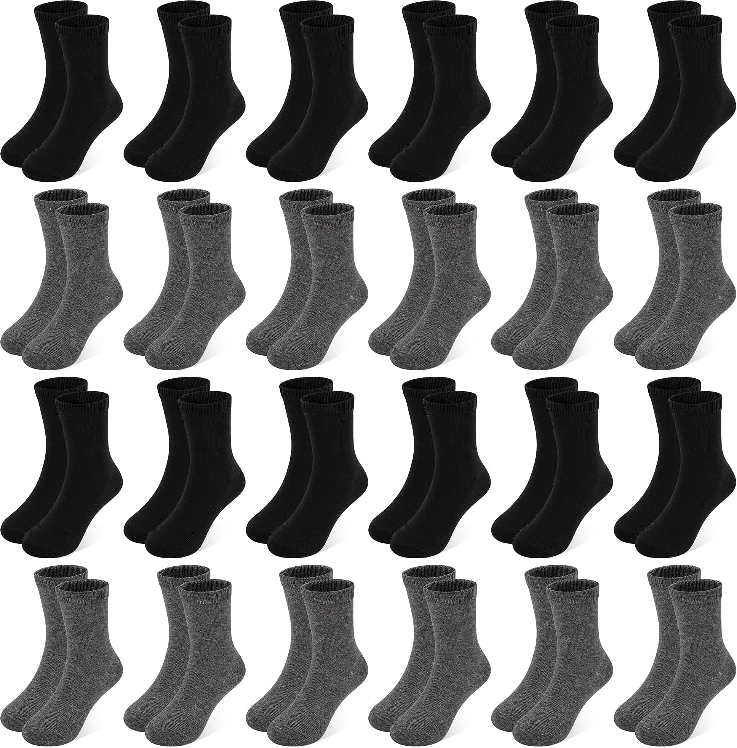 GENTABY Kids Socks 24 pairs Cozy Athletic Crew Socks for Boys and Girls(1-13Years)