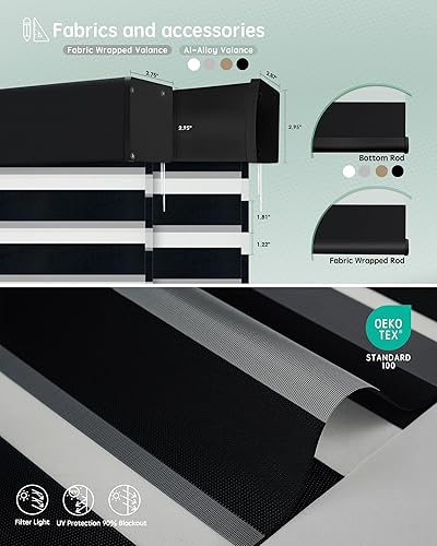 Miniatura 17 de Yoolax Persianas motorizadas con control remoto, persianas motorizadas de cebra compatibles con Alexa, persianas motorizadas de privacidad, 70%