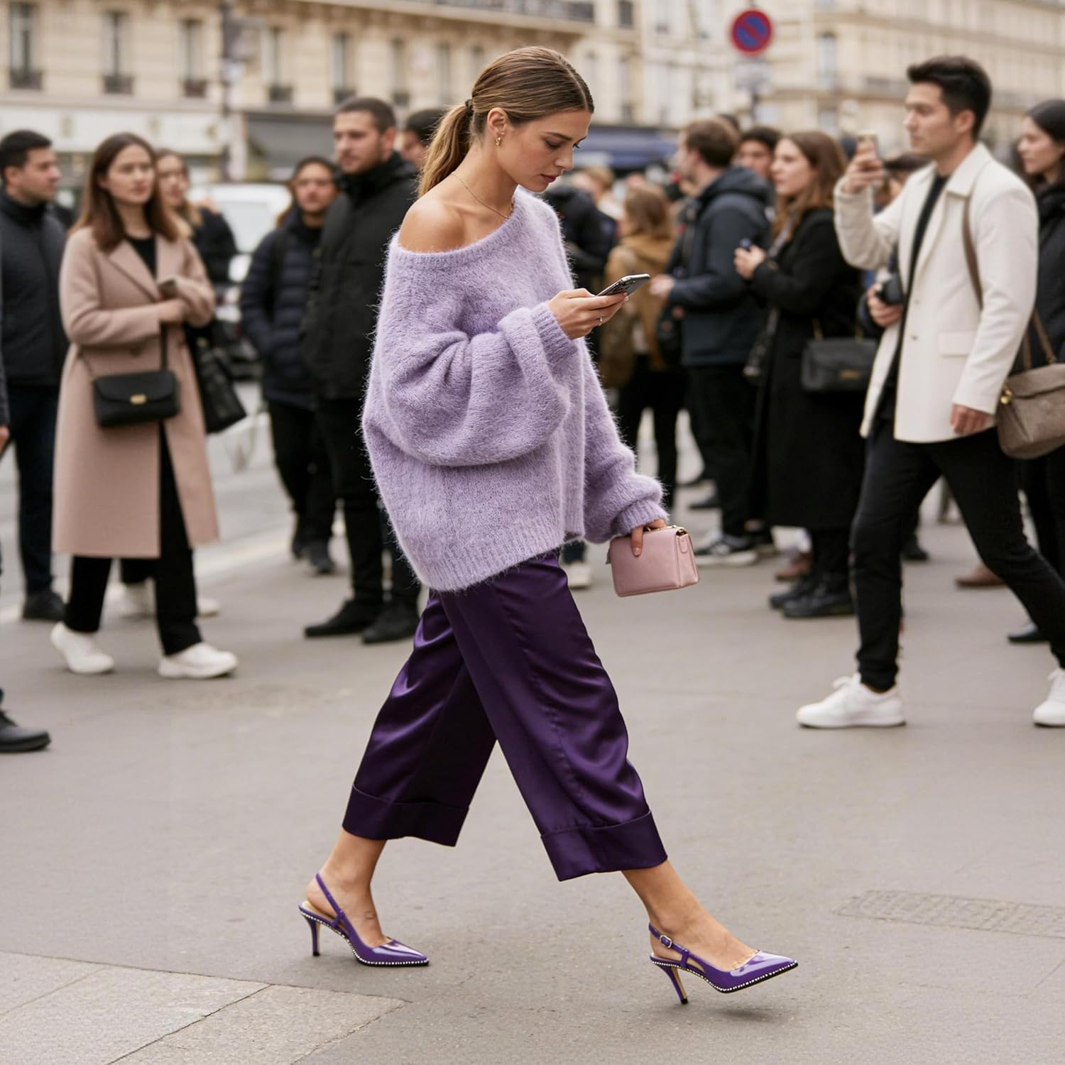 AUMOTED Women Low Heel Pumps Slingback Heels Pointed Toe Beaded Heels 2.5" Elegant Dressy Pumps