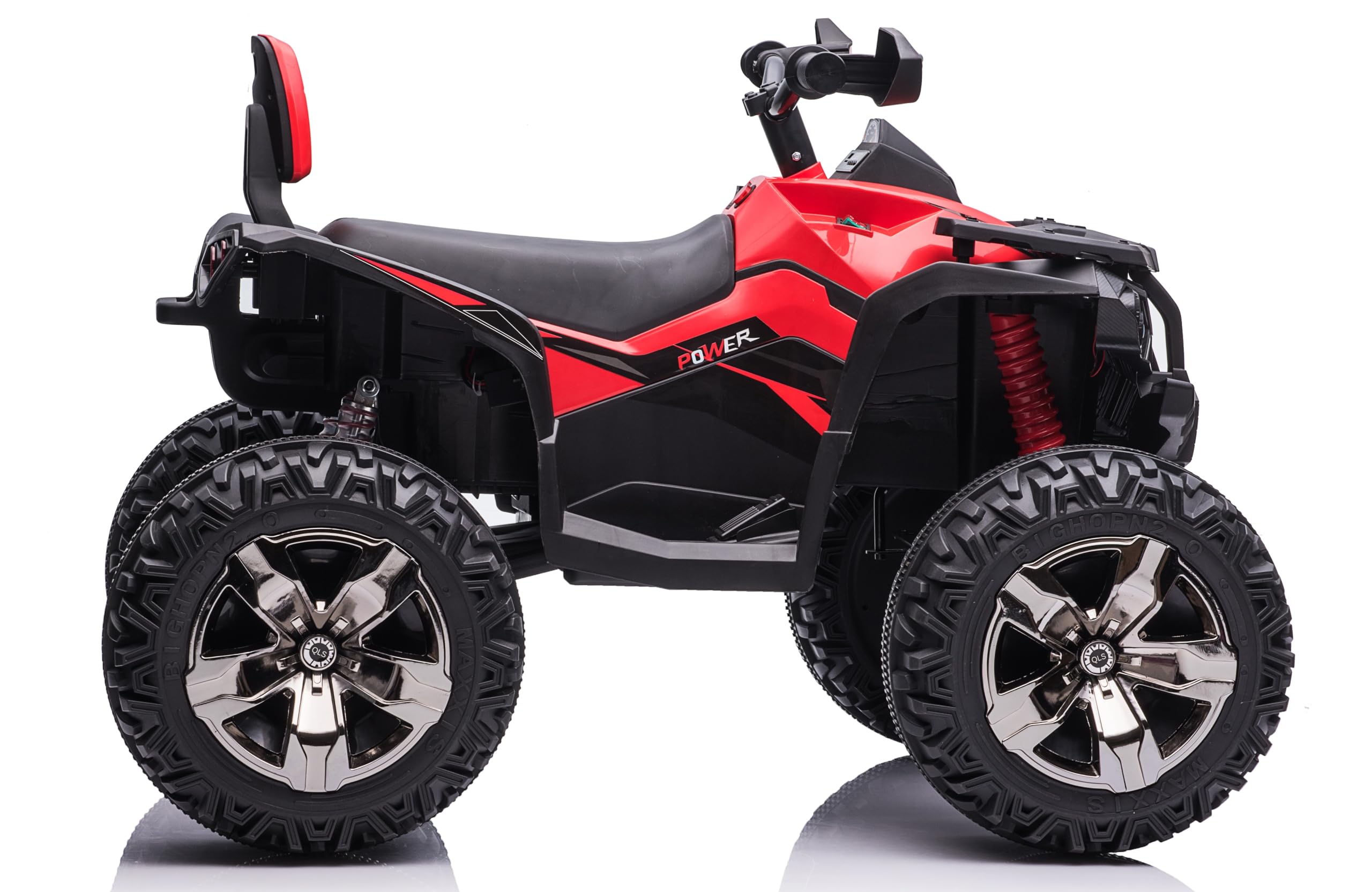 Mondial Toys Quad Elettrico 4x4 per Bambini 12V con 4 Potenti Motori Batteria Potenziata 12V - 14Ah Jungle ATV Ruote Grandi 36 cm Ammortizzatori Reali Luci LED Carico 30 kg Rosso