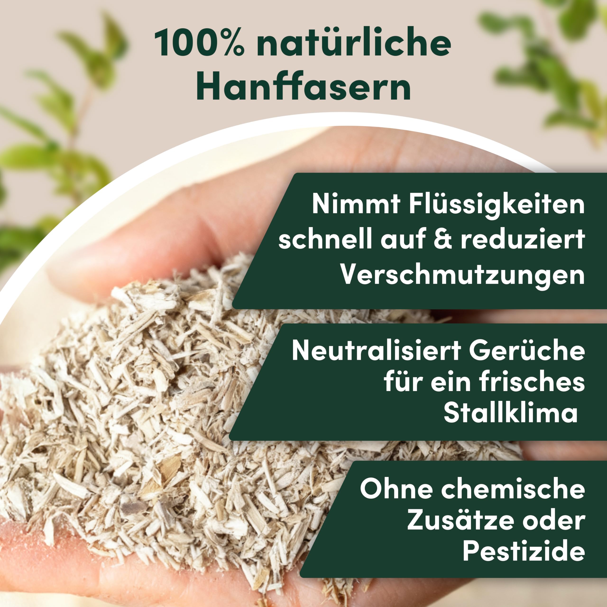 Hanfeinstreu (14 kg) für Hühner, Kleintiere & Pferde – staubarmes Hanfstreu für Hühner & Kleintiere – extrem saugfähiges & kompostierbares Hanf Einstreu für Tierställe
