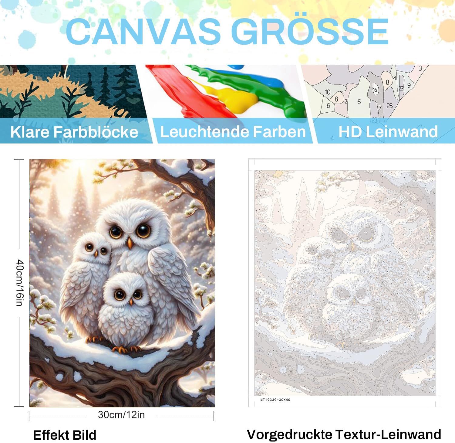 Peinture Par Numéros Pour Adultes - Hibou Et Forêt D'Hiver