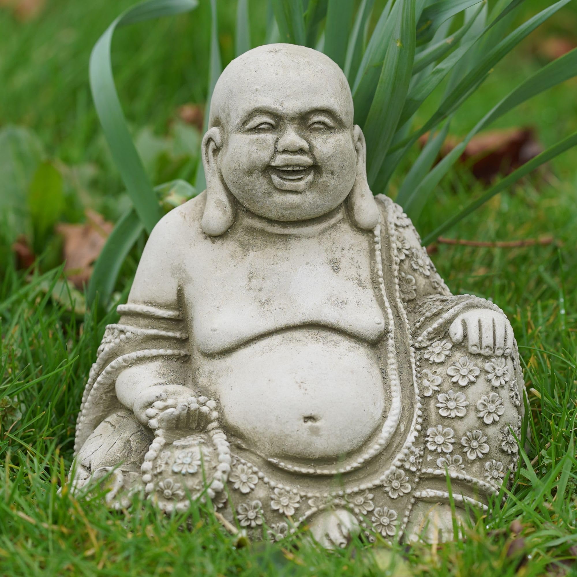 Statue de Bouddha rieur en pierre | Moine Oriental Garden Décoration extérieure Ornement