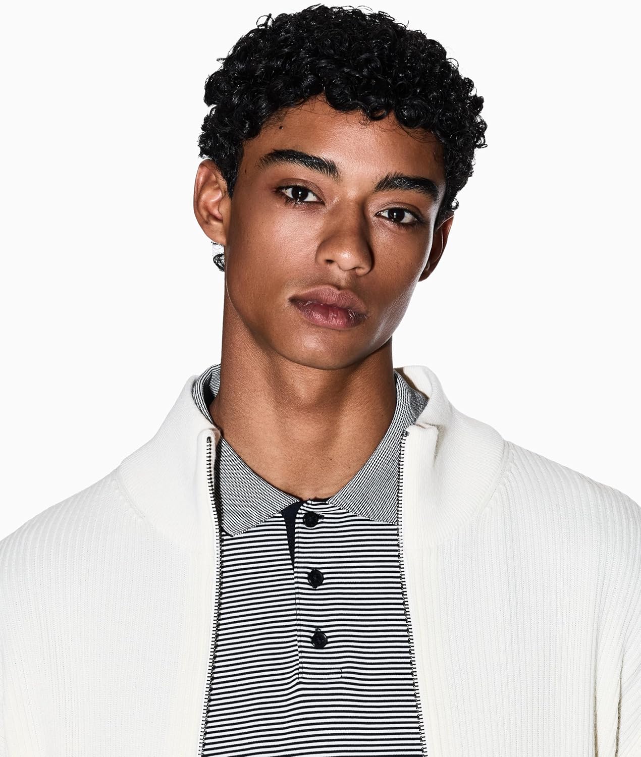 Armani Exchange Mens Striped Text Logo Polo - Image 3