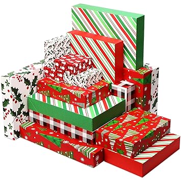 Fulmoon 72 Pack Christmas Boxes for Gifts with Lids for Presents, Christmas Gift Boxes Assorted Size for Wrapping Robes, Sweater, Coat Shirts and Clothes Xmas Holiday Present
