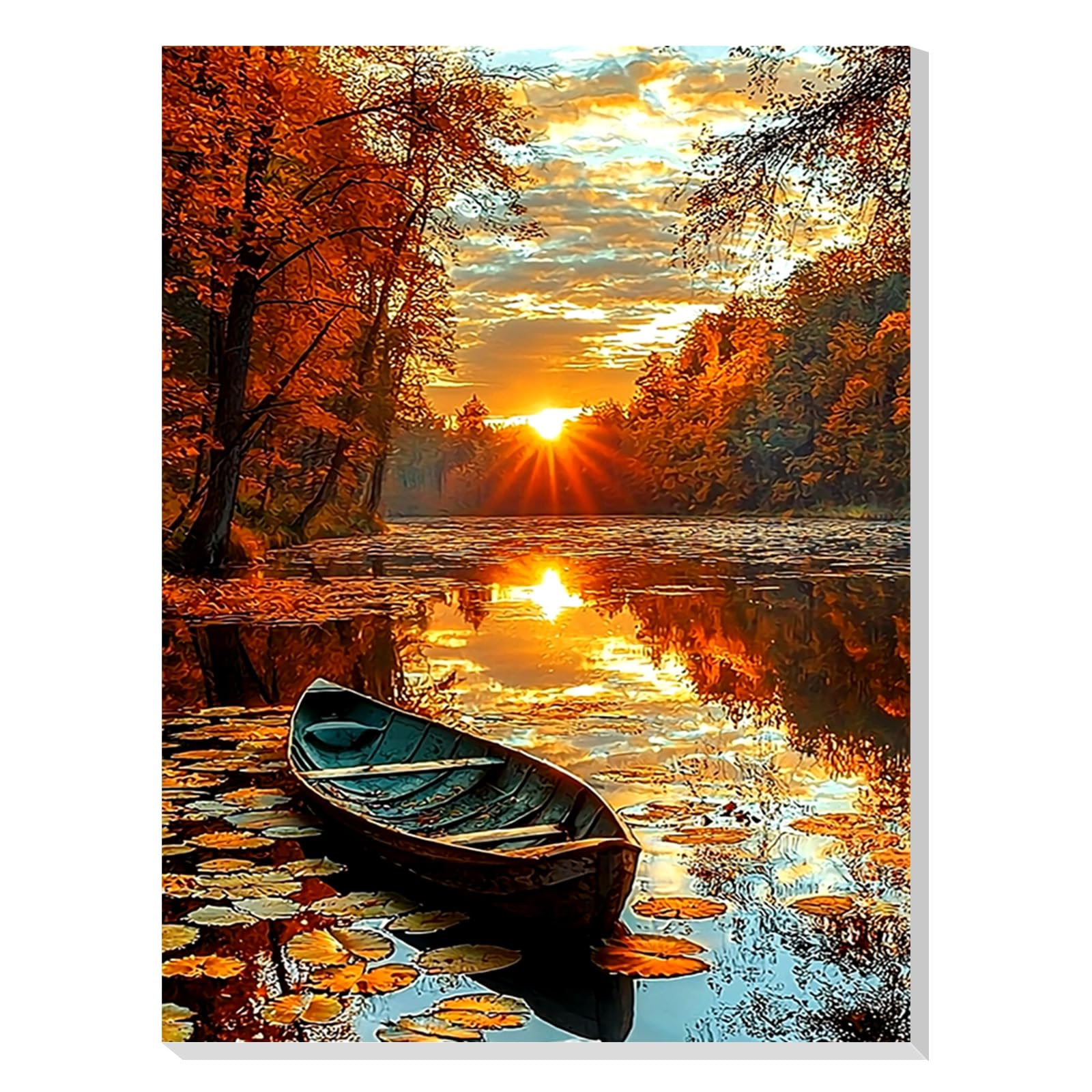 GHHKUD Fall Landscape Paint by Number Kits for Adults with Framed Canvas, Autumn Easy Adult Paint by Numbers Canvas Kits for Beginner, Oil Acrylic Arts and Crafts for Home Wall Decor 8x12inch