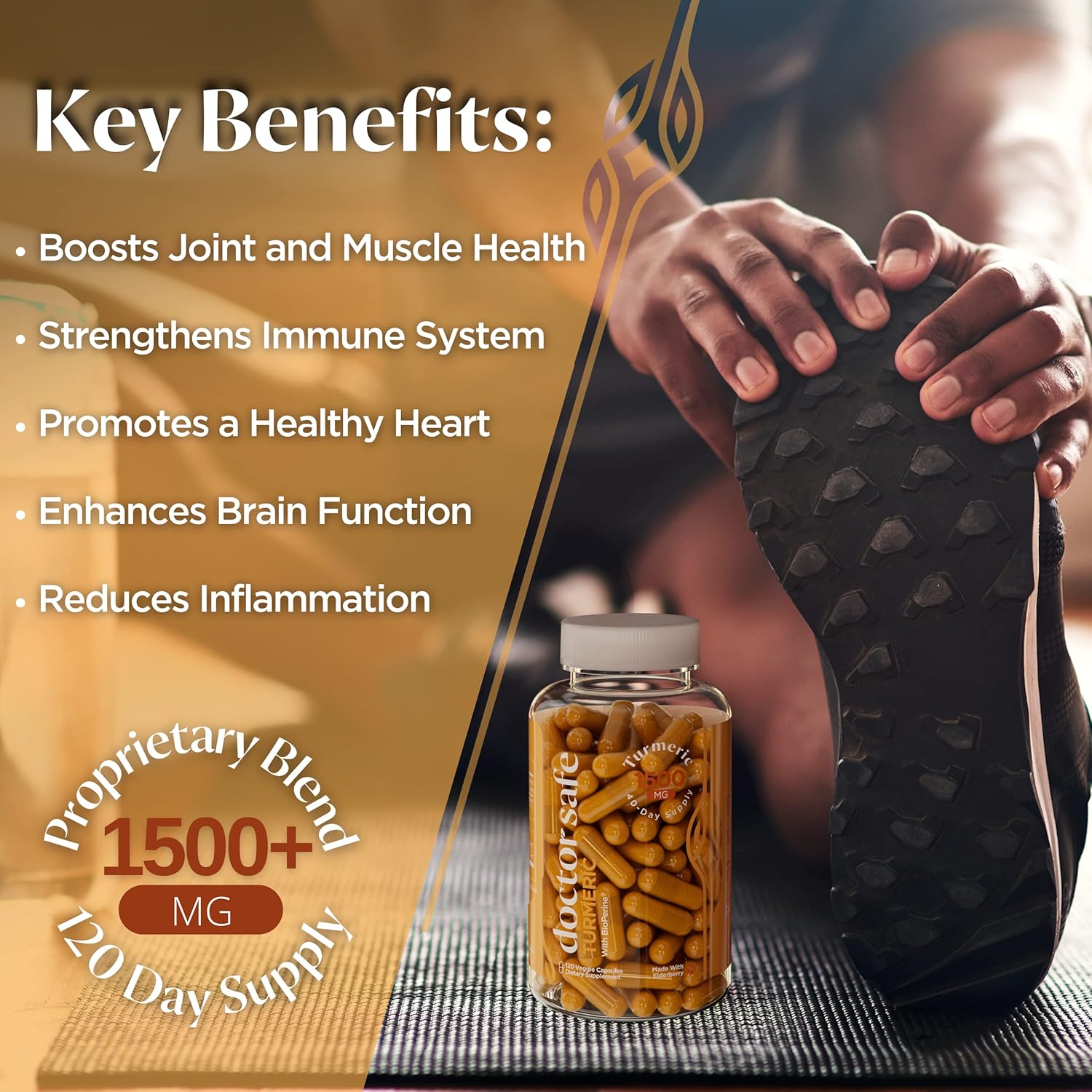 Turmeric Curcumin with Black Pepper 1500mg - Joint Health & Inflammatory Support with 95% Curcuminoids for Potency & Absorption - Vegan, Gluten Free Joint Support Supplement Capsules with BioPerine : Health & Household