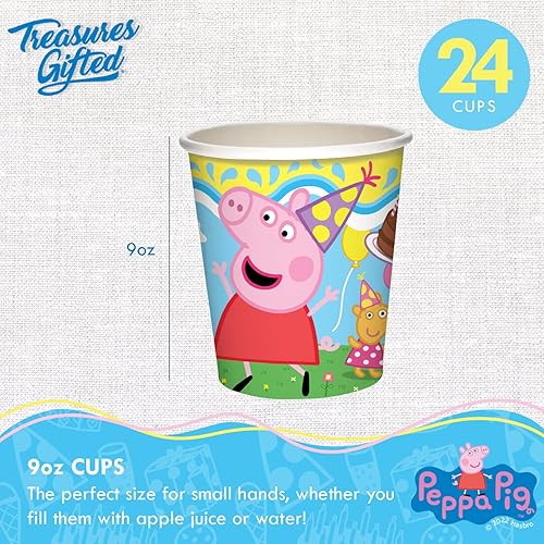 Miniatura 5 de Treasures Gifted Suministros para fiesta de cumpleaños con licencia oficial de Peppa Pig, sirve para 24 invitados, juego clásico de vajilla -