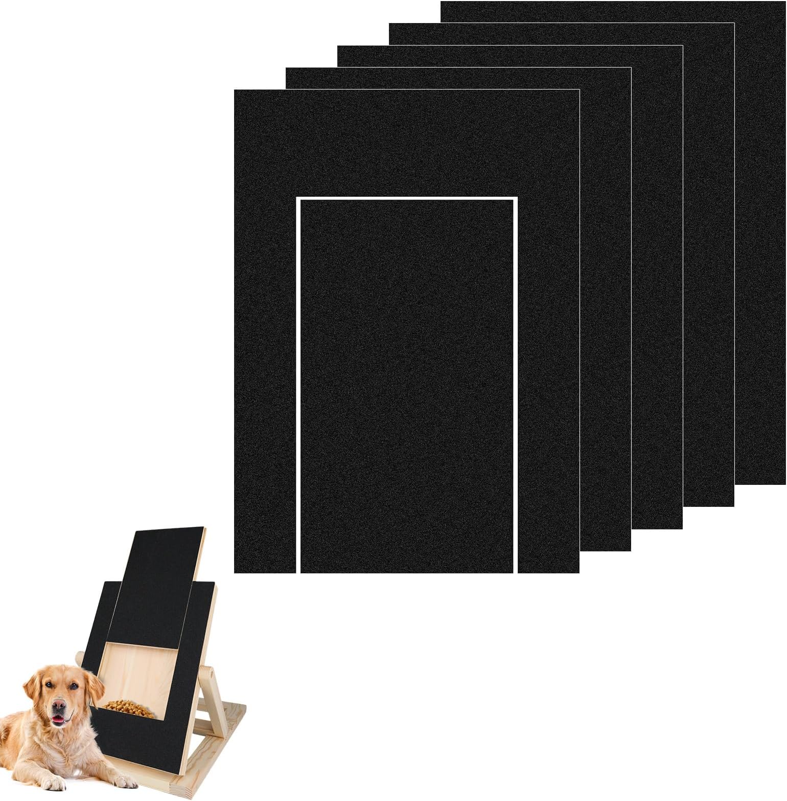 5pcs Dog Nail Scratch Board Sandpaper Replacement 13.78 x 9.84 Inch, Emery Dog Sandpaper Scratch Pad Self-Adhesive Sand Paper Dog Scratcher with Snacks Drawer for Pets Pedicure Trimming