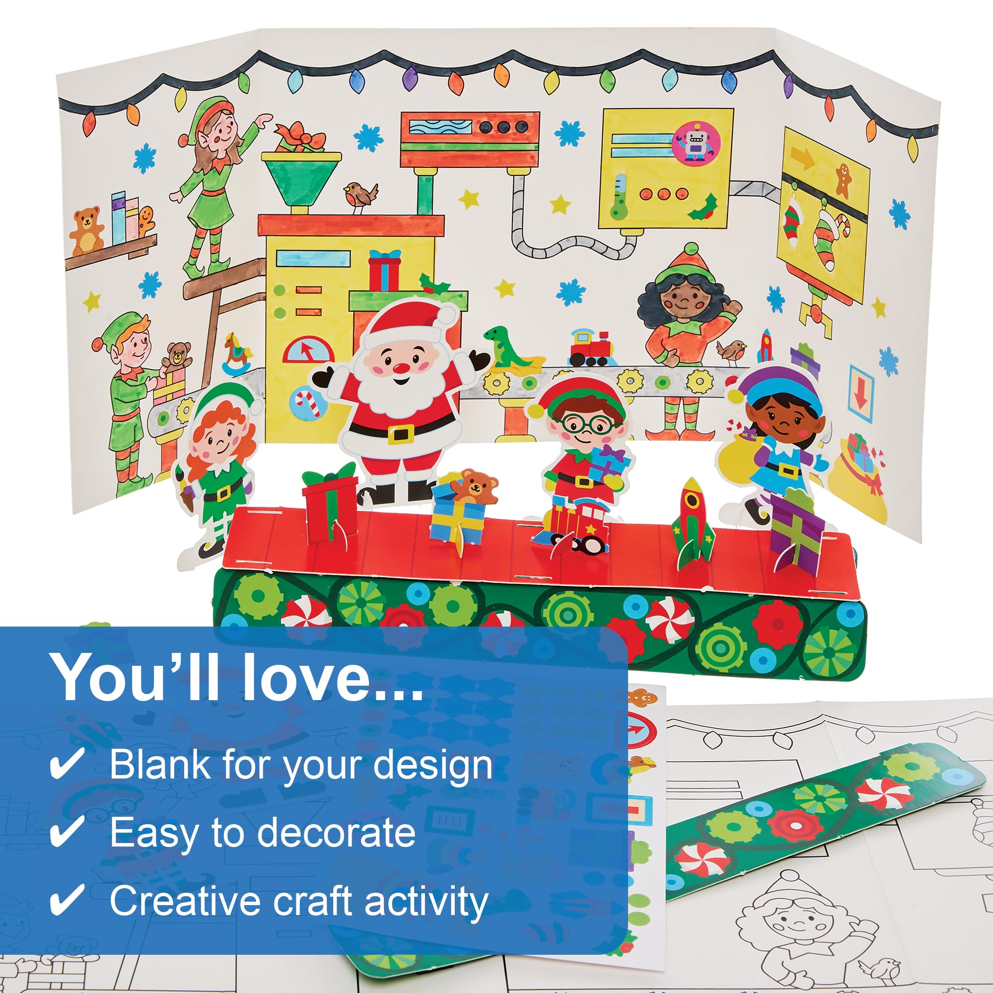 Baker Ross FN332 Santa’s Workshop 3D Scene Kits - Pack of 2, Christmas Arts and Crafts, Christmas Entertainment for Kids - Image 3