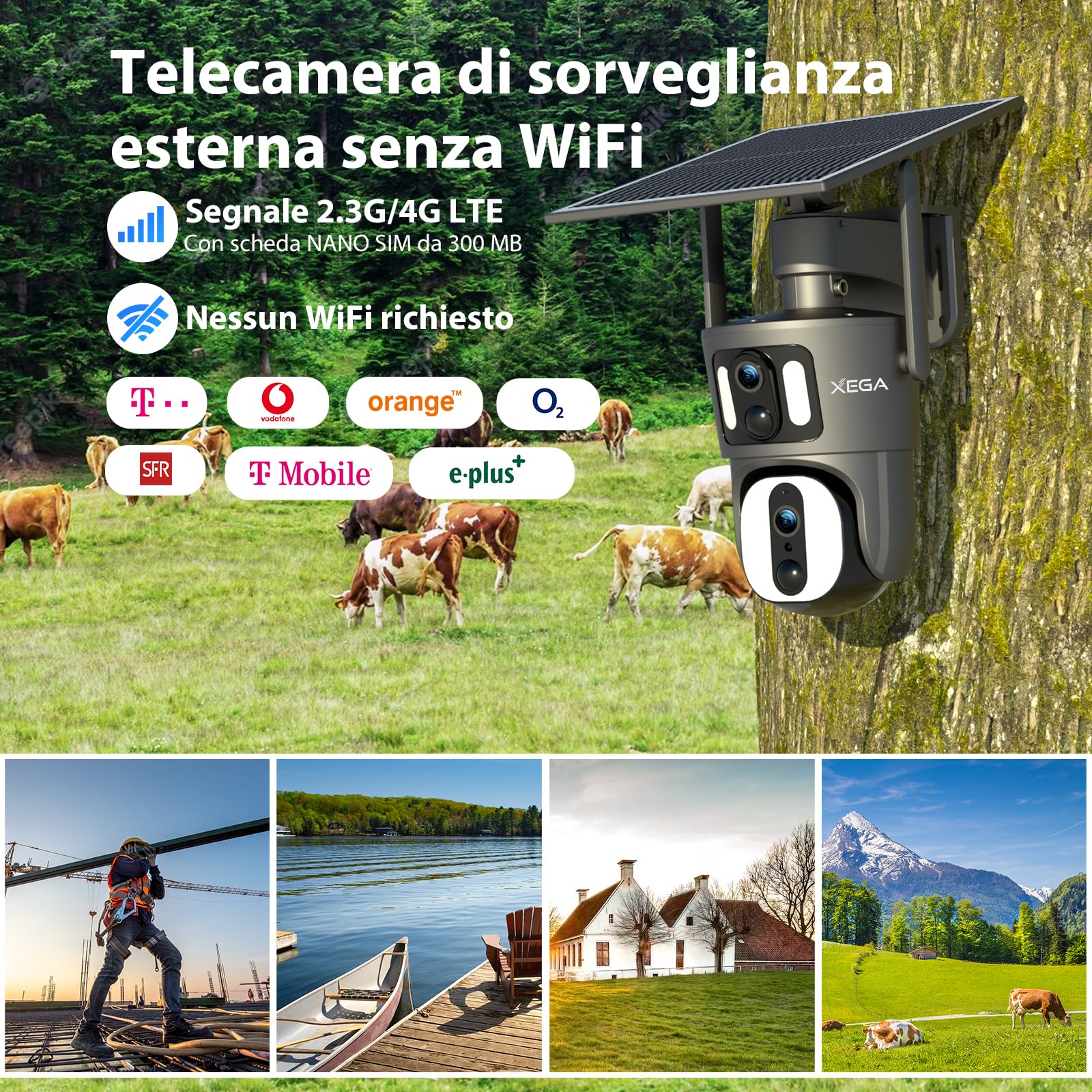 WebCamere Outdoor Solari 4G LTE Dual Lens 1080P - Dettaglio