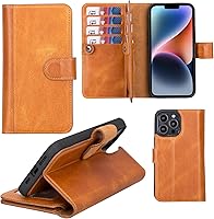 Vista 12 de HARDISTON Funda de piel auténtica de alta calidad hecha a mano para iPhone XR, tarjetero doble, funda magnética desmontable, función atril Marrón