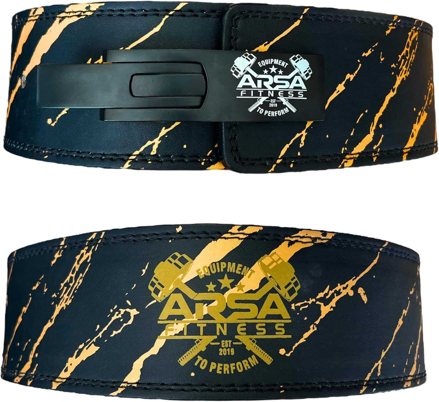 Arsa Fitness Weightlifting Adjustable Lever Belt for Men & Women Real Cow Hide Leather for Powerlifting Back Support Workout Deadlifts Squats 10MM Thickness 4" Width (LARGE, ARABIAN NIGHT)