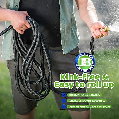 Miniatura 6 de J&B XpandaHose Manguera de jardín expandible de 75 pies, resistencia superior 3750D, núcleo de látex de 4 capas, conectores de latón extra fuertes y