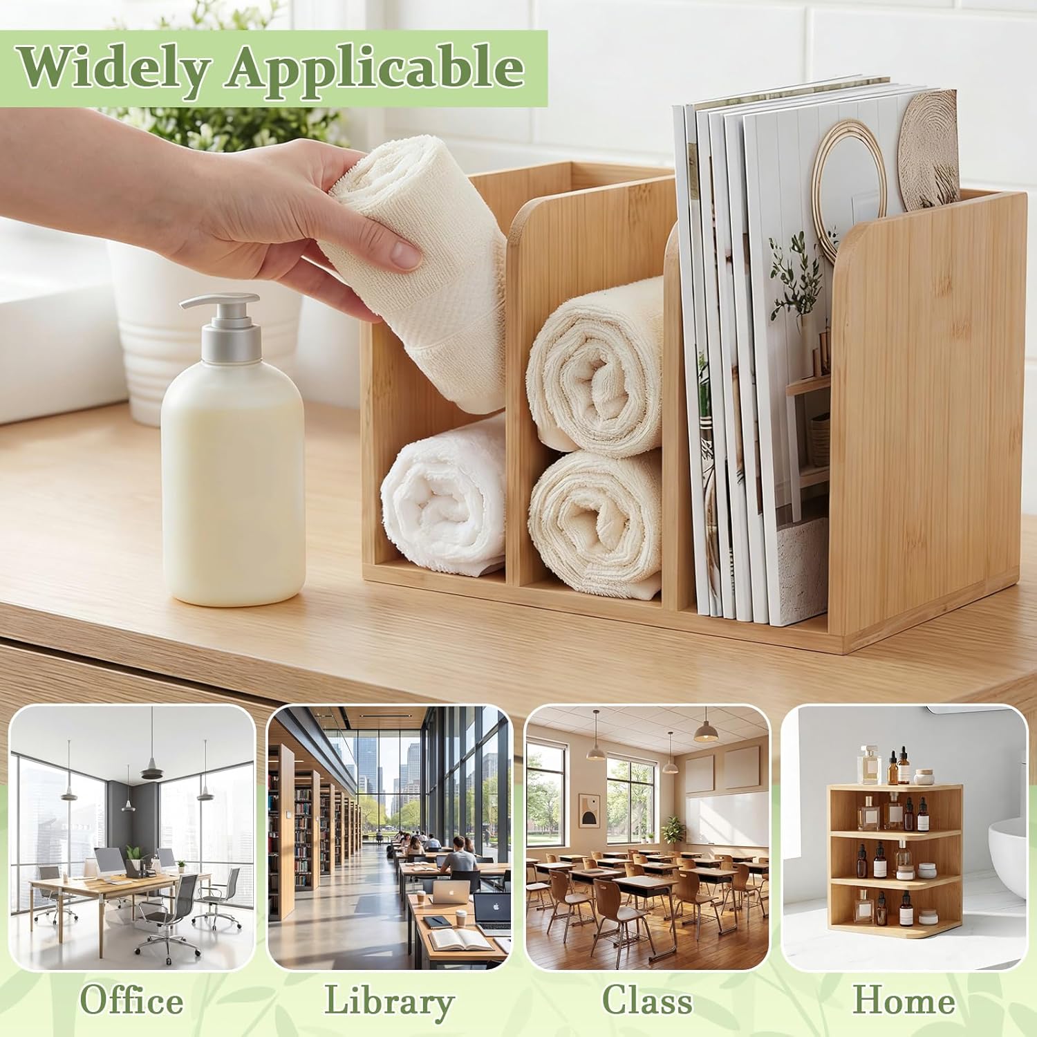 Novabright File Magazine Holder Desk Organizer, Vertical Compartments Workspace Sorters for Magazines, Binders, Notebooks, Envelopes (3 Slots,Classics)