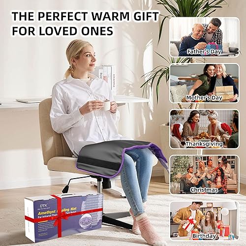 Miniatura 7 de UTK Almohadillas térmicas de infrarrojos lejanos para espalda, 5 veces alivio del dolor, almohadilla térmica de amatista para ciática, cintura