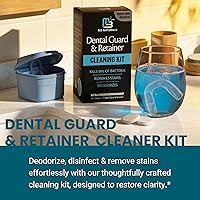 Vista 5 de Limpiador de retenedores y recipiente de remojo, tabletas de limpieza sin ensuciar con estuche universal de baño para dentaduras postizas y colador