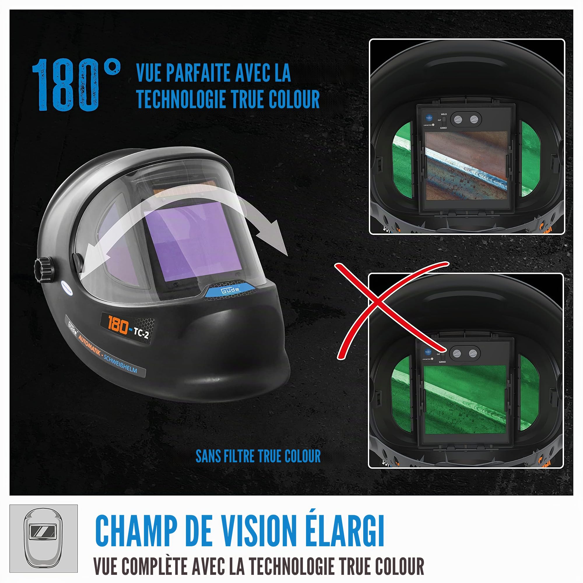 Güde GSH 180-TC-2 Masque de soudage automatique Noir