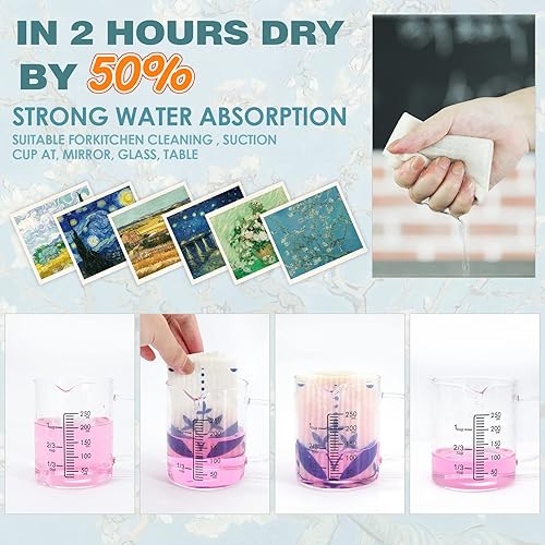 Miniatura 3 de Morigins Paños de cocina suecos para cocina, paquete de 6 paños de esponja de celulosa para pintura de Van Gogh, toallas de papel reutilizables, sin