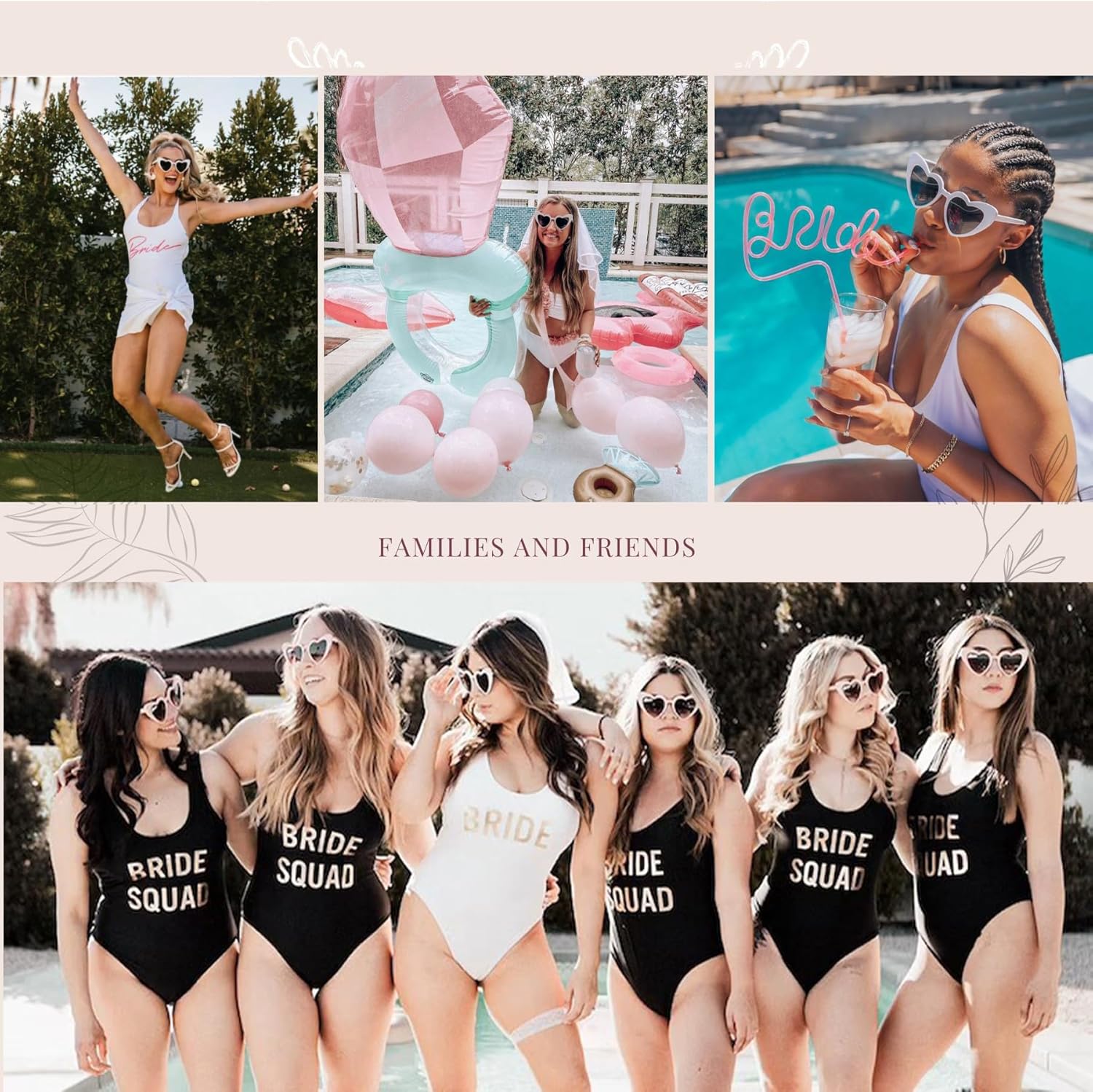 Bachelorette Party Favor Sunglasses 6 Pack,Retro Cat Eye Heart Sunglasses for Women,Bridesmaid Proposal Gifts - Image 6