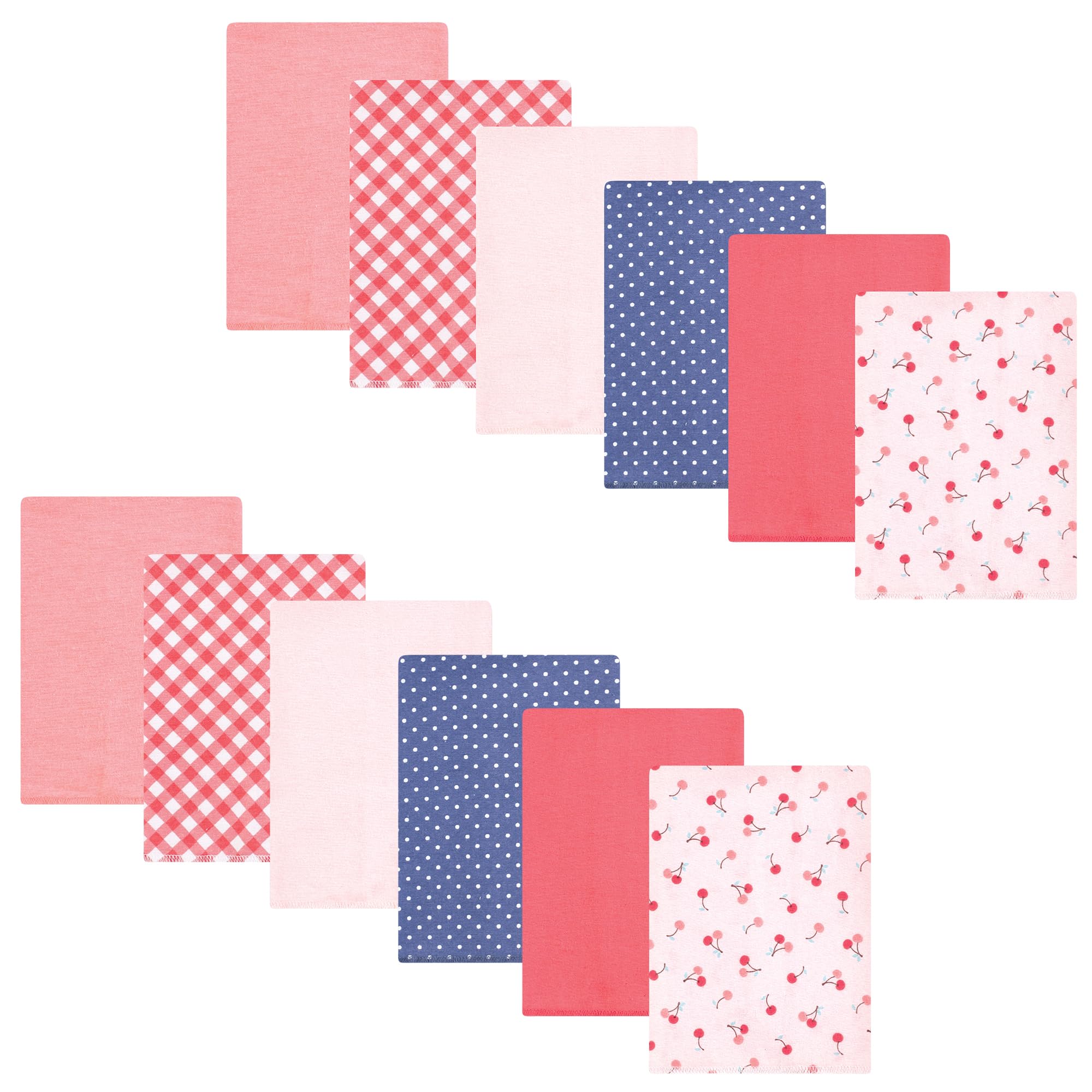 Hudson Baby Unisex Baby Flannel Burp Cloth 12pk, Cherry Sweet, One Size