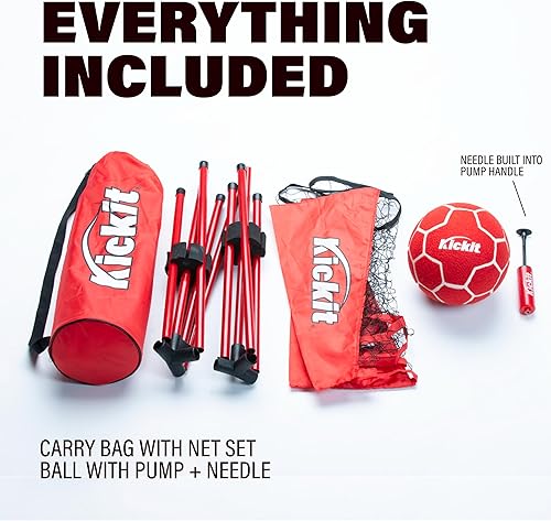 Miniatura 4 de Kickit Soccer Tennis Game Set, Portable 6.5' Wide x 2' High Net & Soft Lightweight Ball, Play Outdoors, Indoors, Backyard, Beach, Complete Skills