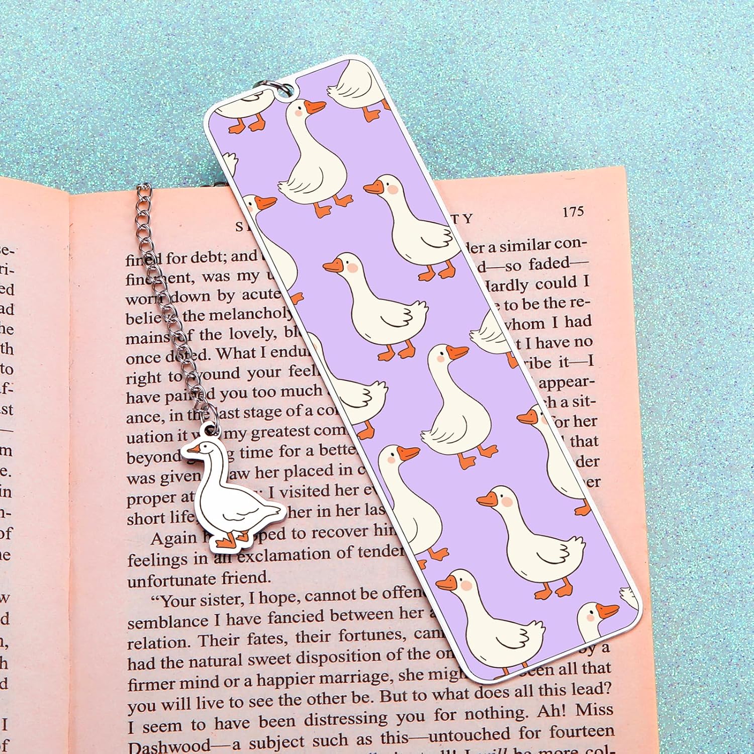 Book Marks for Reading Women Girls Readers Teen Girl Gifts Trendy Stuff Cute Funny Bookmarks Purple Stuff Book Lovers Gifts for Women Readers Reading Tracking Accessories 2-Side Silly Bookmark Goose - Image 3