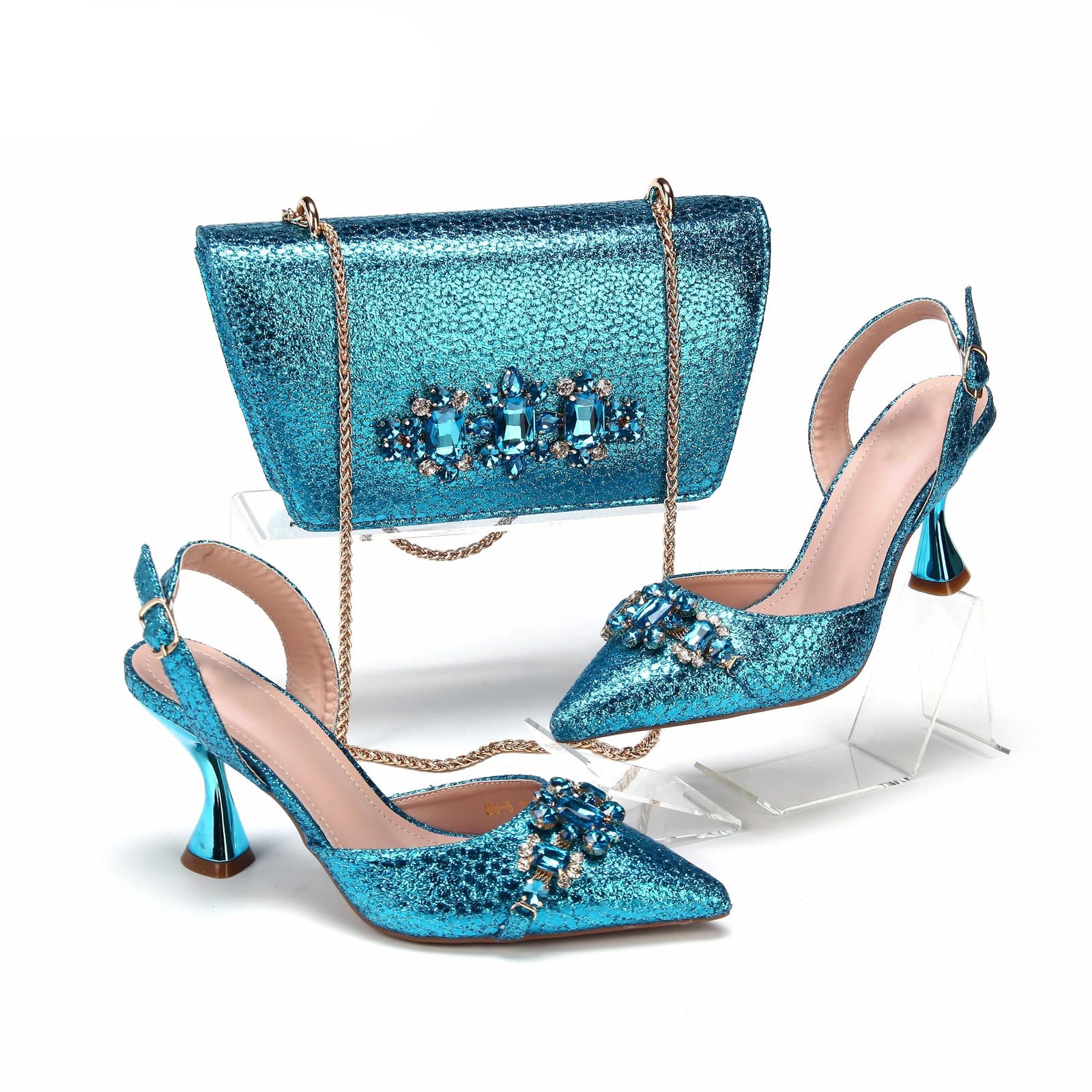 Set da donna con tacco e borsa abbinata, scarpe eleganti per feste e matrimoni