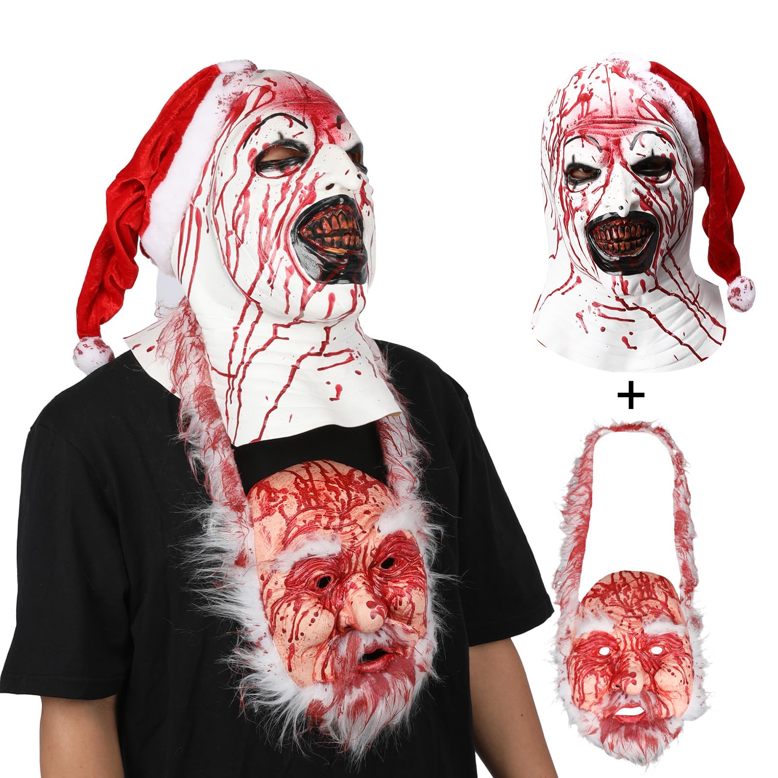 nezababy Terrifier Mask Art The Clown Mask Scary Killer Full Head Masks Horror Halloween Cosplay Prop, Terrifier Mask-c - Image 2