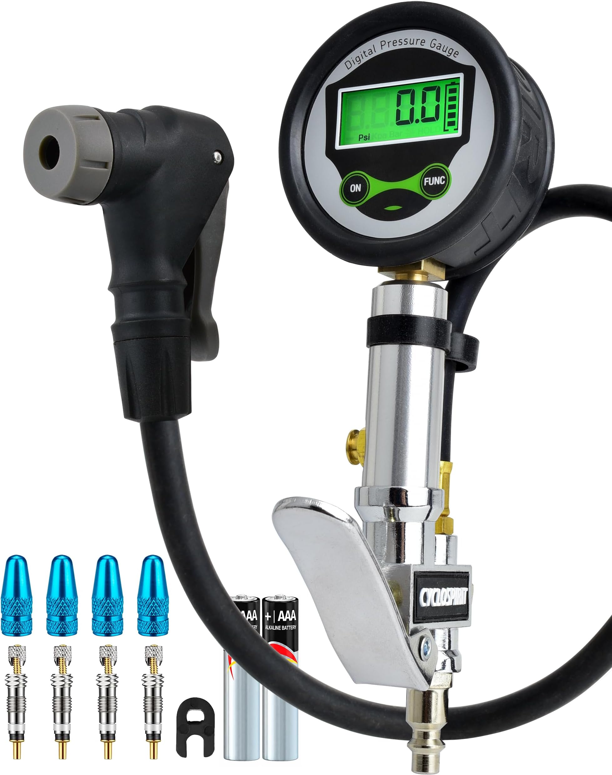 Presta Valve Air Chuck, Digital Bike Tire Inflator Gauge for Air Compressor