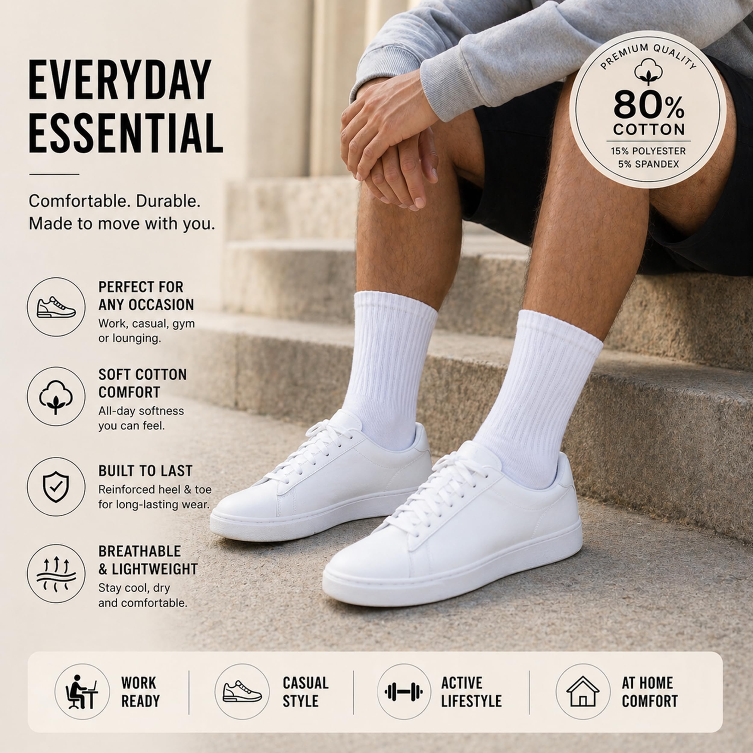 Winterlace 24 Cotton Crew Socks Calcetines para mujer y hombre, diseño de proyecto artístico, paquete económico básico Hombre (Pack de 24)