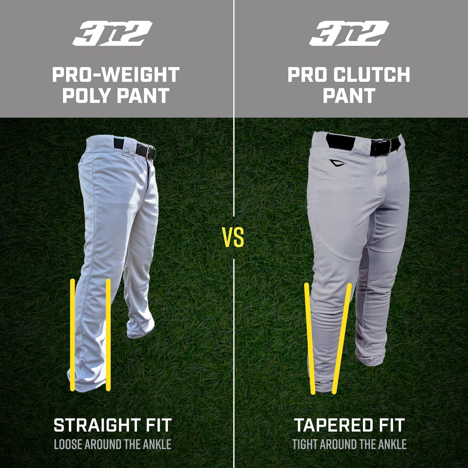 3N2 Baseball Pants for Men, Stock Pro-Weight Poly Pant-Open Hem (Small-XXXL)