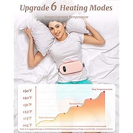 Portable Heating Pad for Cramps, Upgrade Cordless Electric Period Fast Heating Pad for Back Pain Relief Menstrual Belt 6 Heat 6 Massage Modes Gifts for Women Girls Her Girlfriend Champagne
