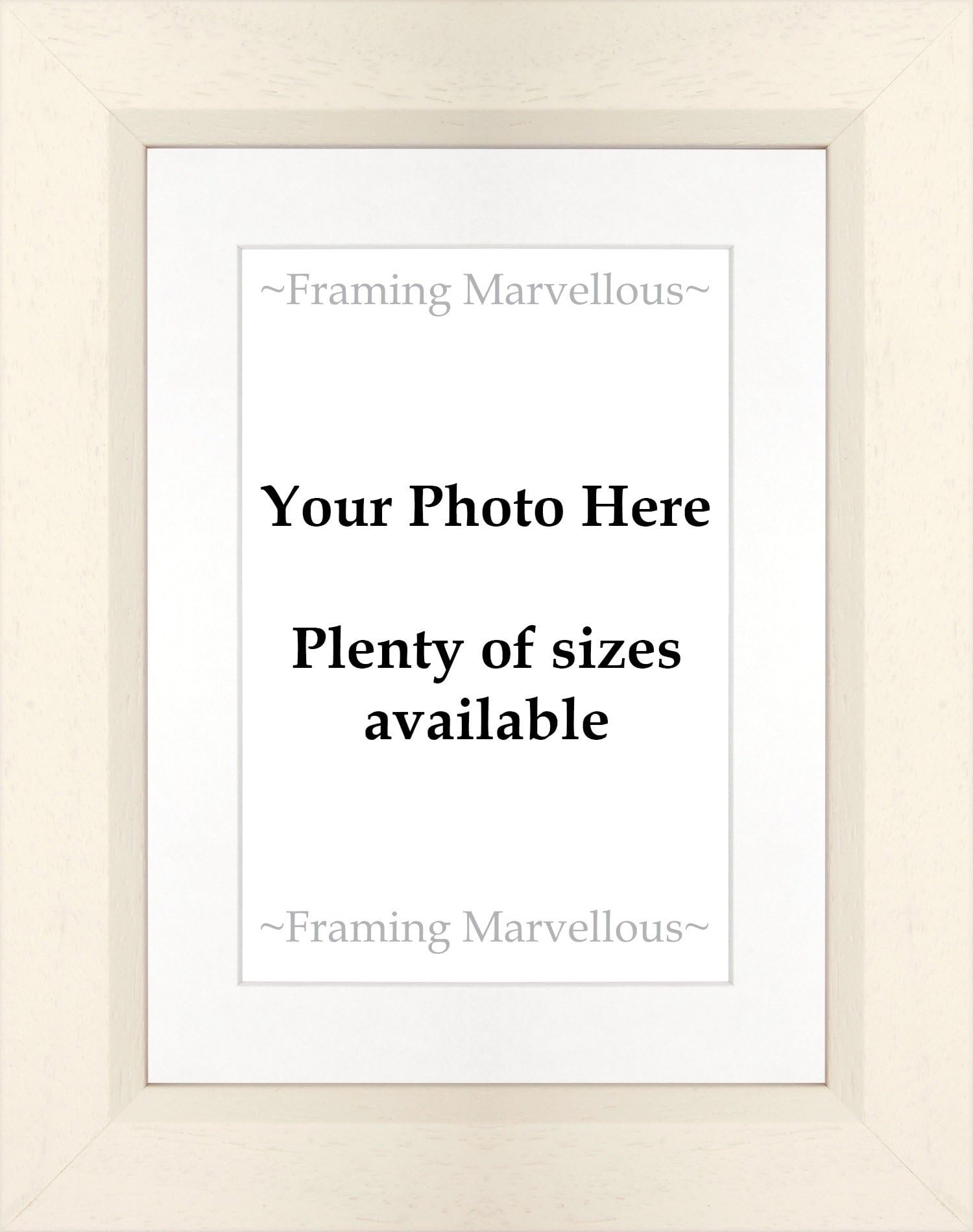 Framing Marvellous Calico Off White Wooden Photo Picture Frame - (A4 pic (12x16โ acrylic) WALL ONLY, WHITE MOUNT)