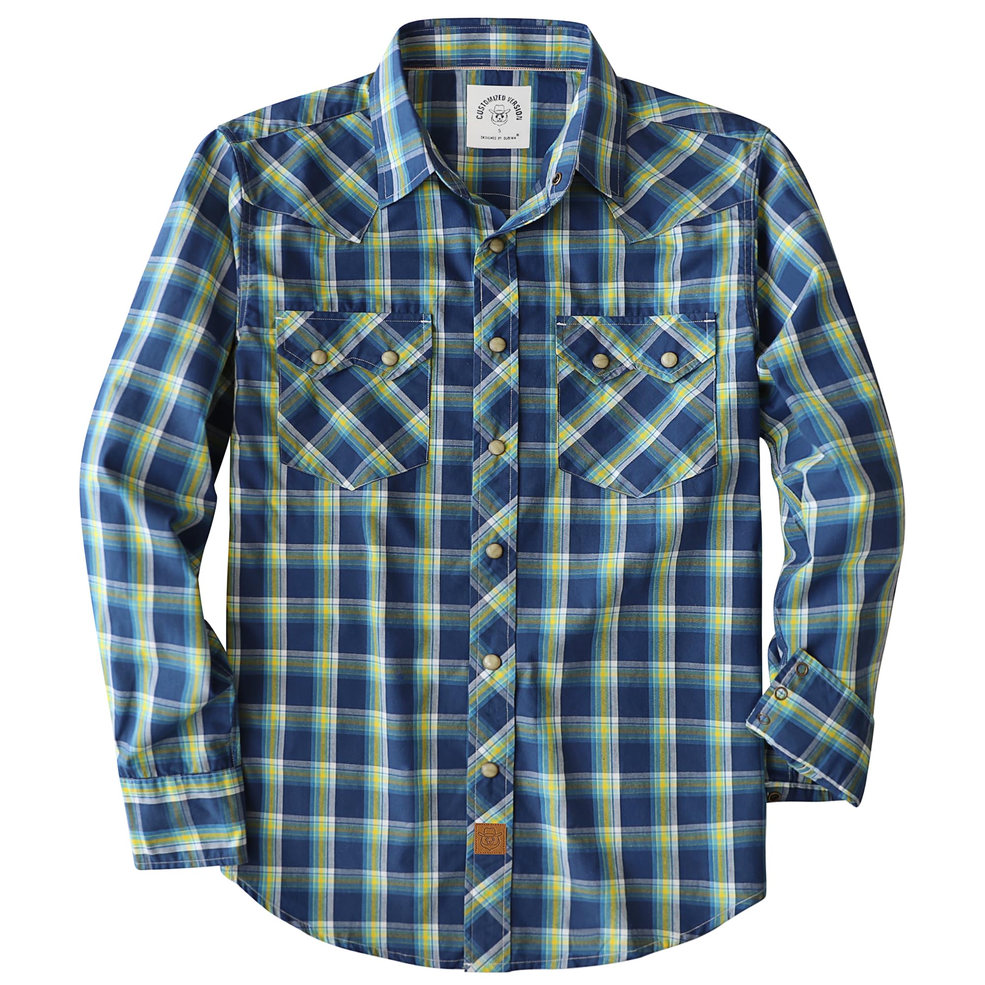 Dubinik® Freizeithemden Für Herren Westernhemd Druckknöpfen Cowboy Kariertes Baumwolle Comfort Fit Langarm Arbeitshemd