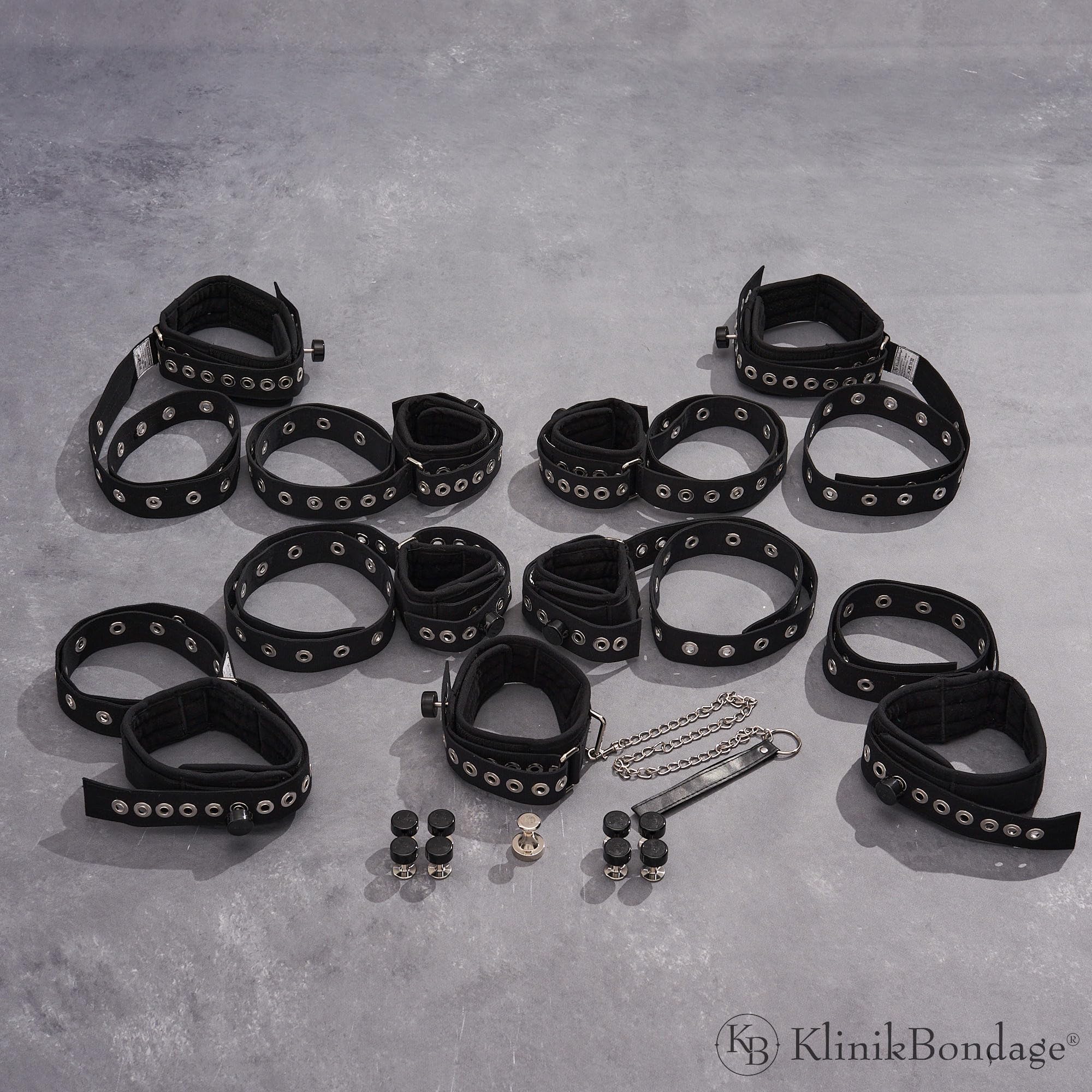 Großes Ganzkörper Set BDSM Bondage I Fesseln mit Segufix Schlössern - Premium Sexspielzeug sehr stabil I schwarz I handgefertigt aus Baumwolle I für alle Bett-Typen