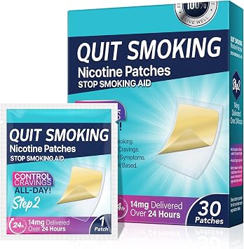 14mg Quit Smoking Patches, Step 2 Stop Smoking Aids Patches, 30 Count Transdermal System Patch, Quit Smoking Stickers that Work with 2 Weeks, Easy and Effective Help to Quit