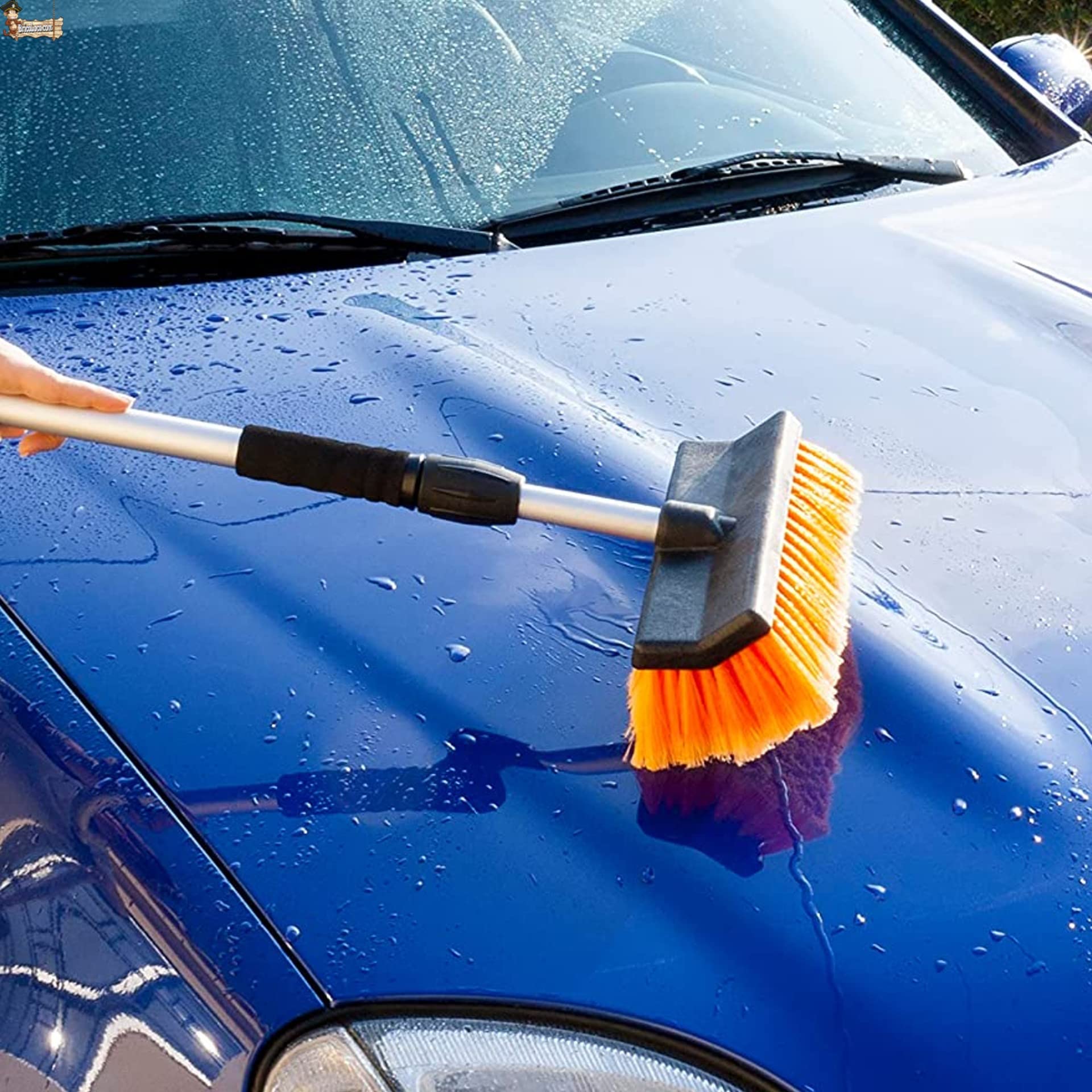 BricoLoco.com Ausziehbare Bürste zum Waschen von Auto, Haushalt, Jalousien, Wohnmobil, Terrasse, mit Wasseranschluss für Schlauch, Teleskop-Autoreiniger.