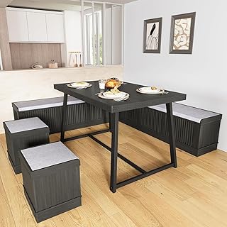 10 Small Space Kitchen Bar Table Ideas That Work 27 XIAO WEI Corner Dining Table Set, 6-Piece Breakfast Nook Dining Set with...