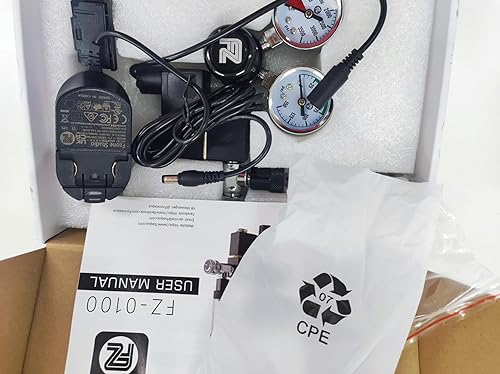 FZONE Aquarium Co2 Regulator DC Solenoid with Bubble Counter and Check Valve Plant Grow DIY CO2 System CGA320 Side Open Cylinder(DC Regulator)