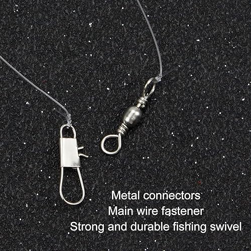 Miniatura 3 de Vbestlife Juego de aparejos de 5 grupos, 6 piezas de ganchos de cuerda de piel de pescado con cuentas luminosas de plumas para aparejos de pesca