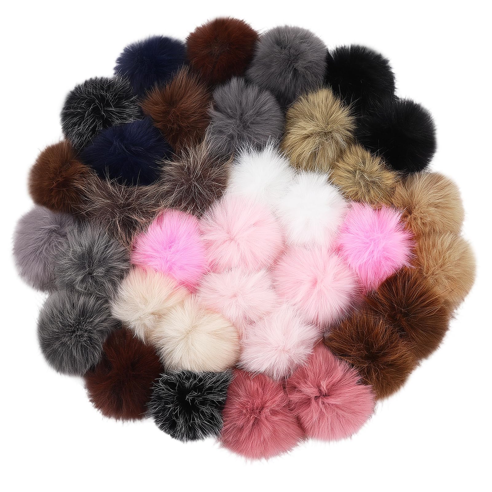 4.5" Fluffy Faux Fur Pom Poms for Hat Knitting &amp; Crochet Accessories, 36Pcs