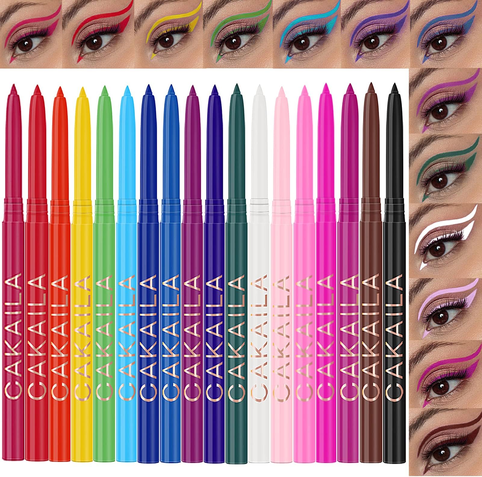 LuckNest Waterproof Matte Colour Eyeliner 18 Colours Waterproof Eyeliner Highly Pigmented Coloured Eye Pencil Anti-Stain Gift for Women