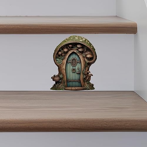 Miniatura 6 de Puerta de hadas de hongos verdes - Adhesivo de pared para puerta de hadas