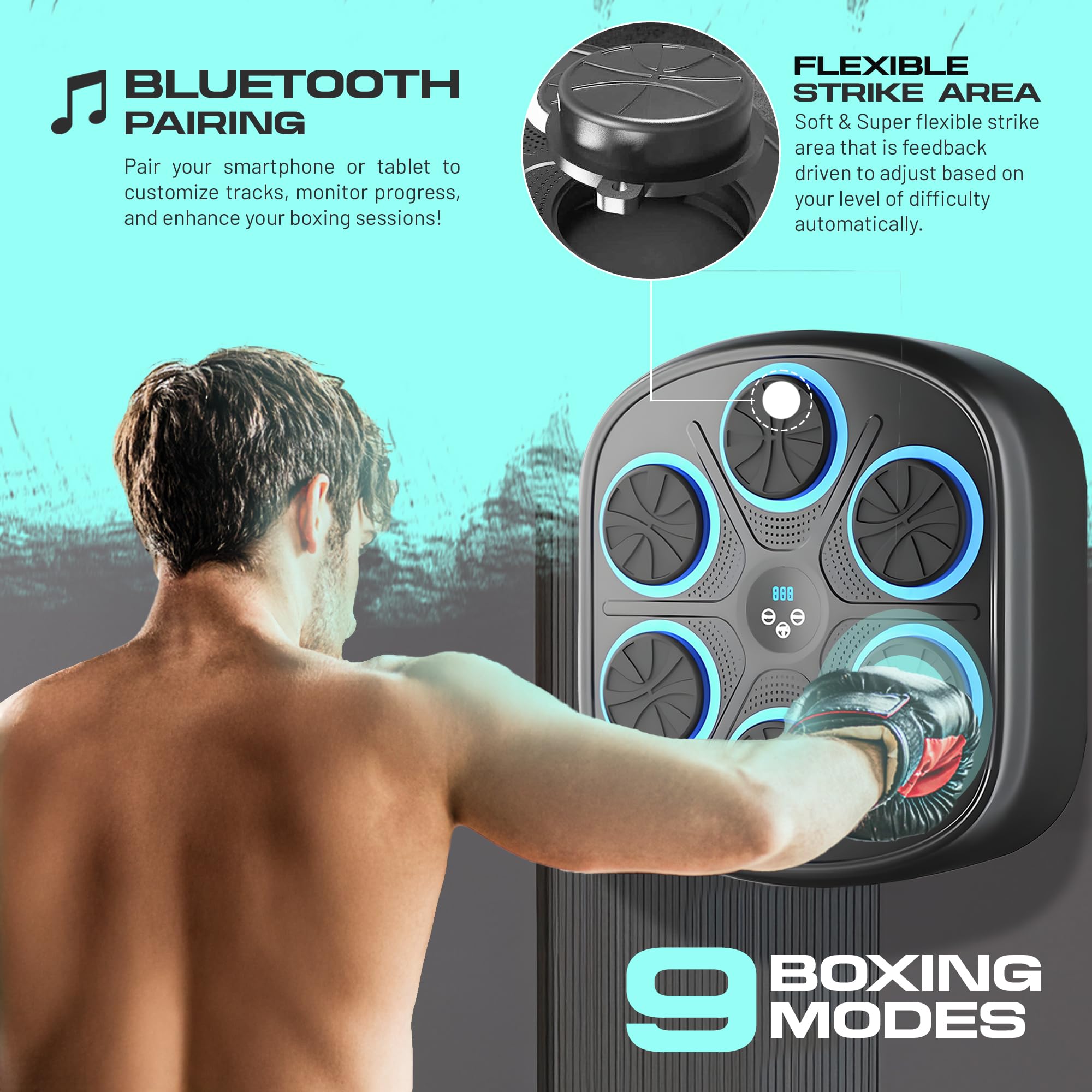2025 Smart Music Boxing Machine with LED Wall-Mounted Target for Adults and Kids – Interactive Training Equipment for Home Gym, Indoor Fitness, Boxing Workout, and Exercise with Premium Boxing Gloves