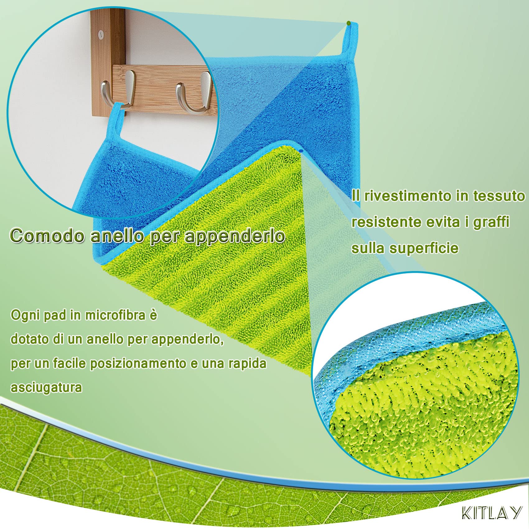 8 Pezzi Panno Microfibra Aggiornamento Mop Panni Compatibile con MR. SIGA Professionale Microfibra Mop,bagnato e asciutto con 1 spazzola di rimozione dello sporco