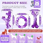 3Pack Jouets à croquer pour chien pour les brochettes agressives, Indestructible Interactive Jouets pour chien à croquette en nylon pour la race moyenne 15-60lbs, Jouet de dents pour les garder occupés, parfum de bacon (Purple)