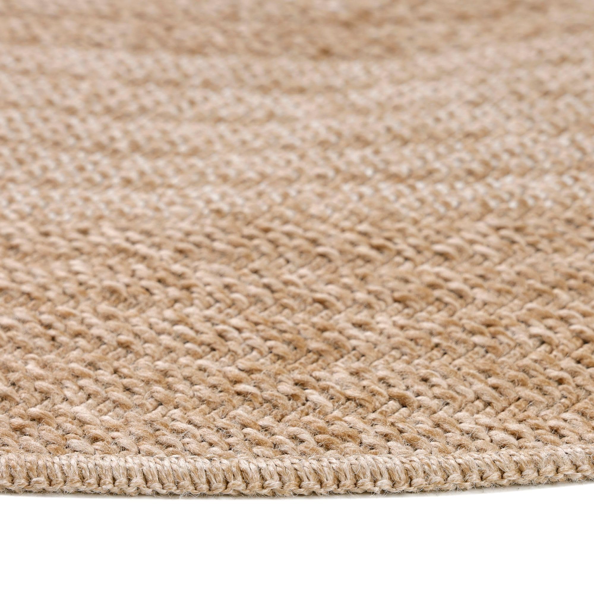 Carpetsale24 Runder In & Outdoor Teppich Wetterfest Sisal Optik Beige 160 cm Rund - Waschbarer Küchenteppich Wasserfest Flachgewebe Natur Optik Vintage Design Teppiche für Balkon Terrasse Wohnzimmer